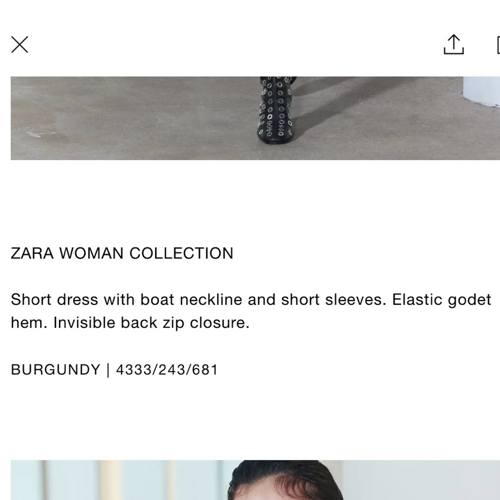 Zara NWT Burgundy cinched waist mini dress with flowy skirt - Picture 7 of 8
